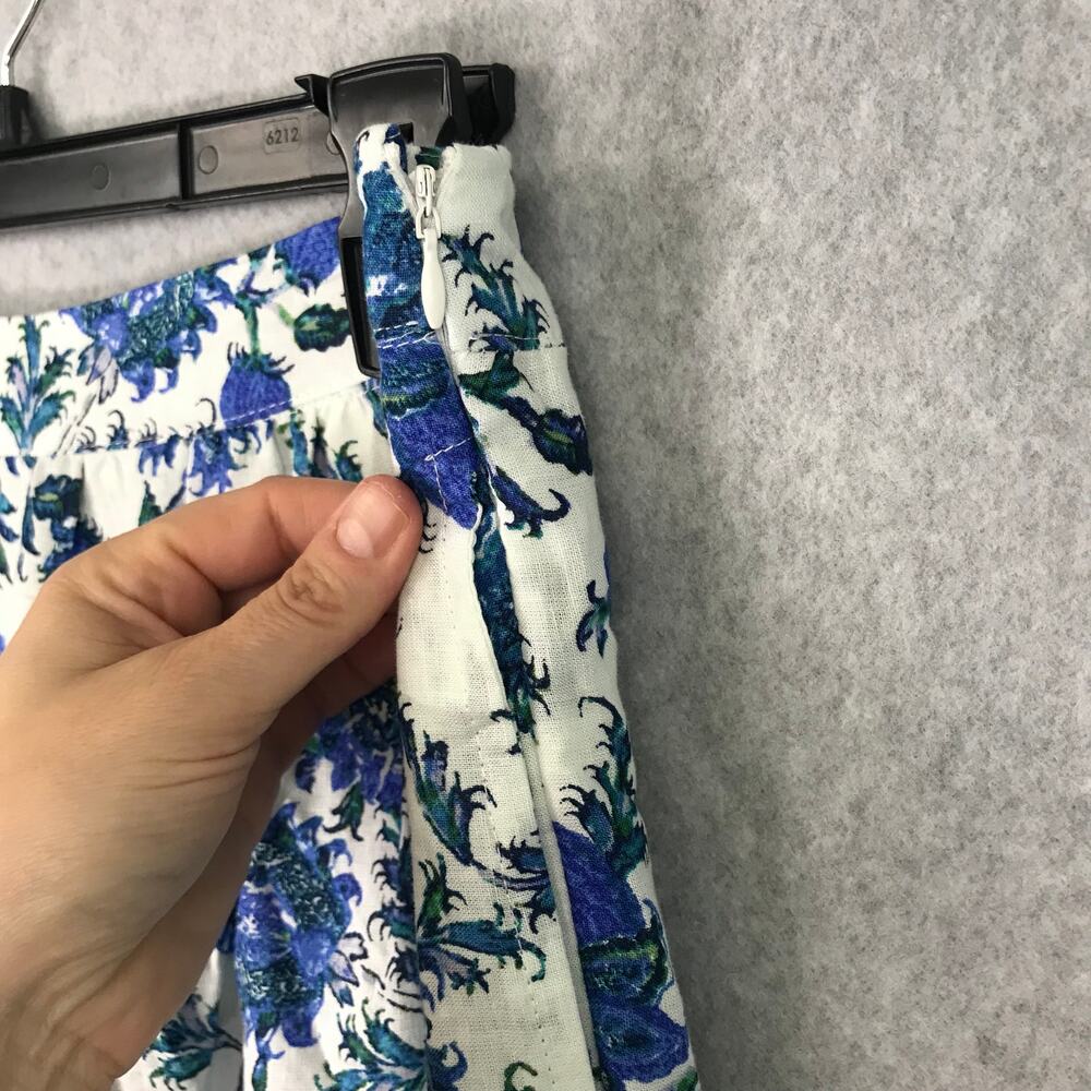 Nicole Miller Artelier Skirt Womens Medium Blue Floral Tiered Peasant Cottage - Picture 3 of 8